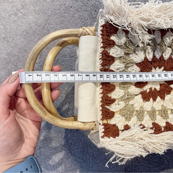 UNUSED❤️🔥 Zara Women Cotton Crochet Basket Purse Square Fring Summer Bag - Picture 9 of 10